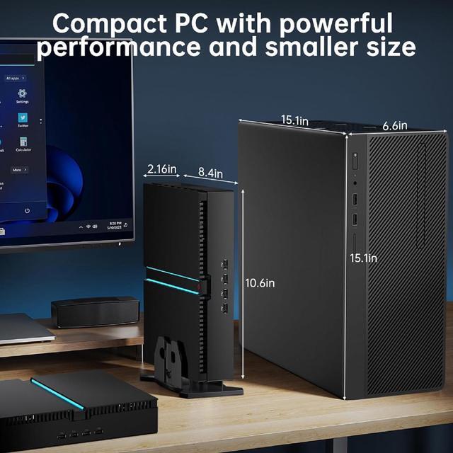 Alt view image 7 of 7 - BOESIIPC Mini Gaming Pc Core i9-14900F(up to 5.8GHz) with RTX4070, Small Desktop Computers Win 11 Pro, 32G DDR5 RAM/1T M.2 SSD/WIFI6E/BT5.3/Dual LAN/USB 3.2/8K HDMI DP, Four Display for Game/Design