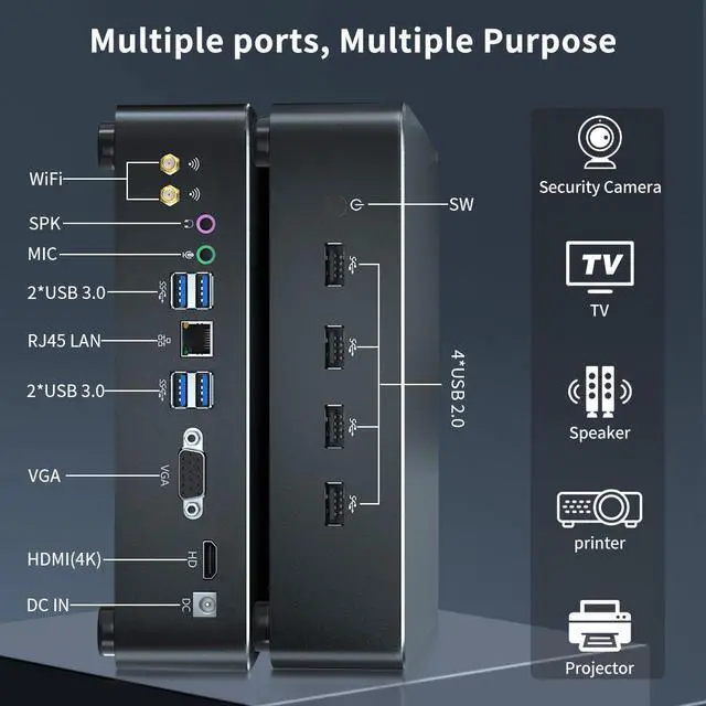 Alt view image 6 of 7 - BOESIIPC Mini PC i9-11900H 8 Cores Up to 4.9GHz, Deaktop Computer Windows 11 pro, 32G DDR4 RAM 1T M.2 NVME SSD, 4K HDMI2.0 VGA Dual Display, Wifi6E Bluetooth5.3, Gigabit LAN for Office/Home