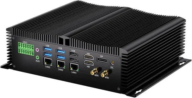 Main image of BOESIIPC Industrial Mini Pc with 12th Gen Core i7-1255U(10C/12T), 16G DDR5 RAM 512G Pcie 4.0 SSD, WIFI6, BT5.2, 4xUSB3.0, 3x2.5G LAN, 8xCOM, SIM, GPIO, P/S2 Ports, Win 11 Pro Fanless Computer