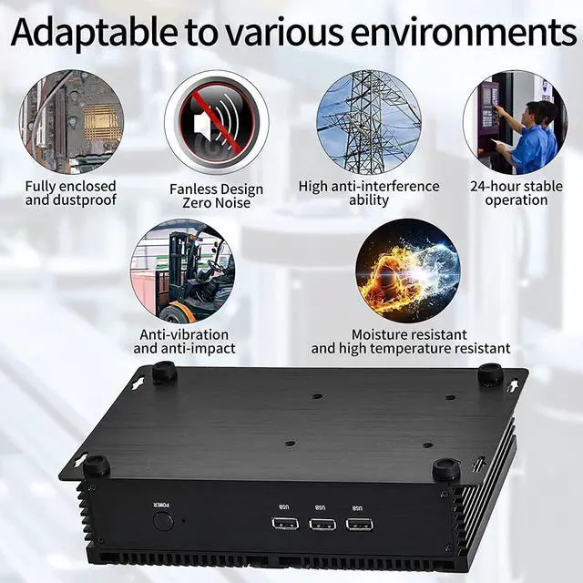 Alt view image 7 of 7 - BOESIIPC Fanless Mini Industrial PC, Desktop Computer i7-5500U Windows 10 Pro, 16GB RAM 256GB SSD, 2xNICs, 6*COM RS232, 4xUSB3.0, 2.4G+5G WiFi, HDMI/VGA Ports, Gigabit LAN, Auto Power On