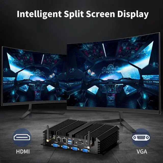 Alt view image 6 of 7 - BOESIIPC Fanless Mini Industrial PC, Desktop Computer i7-5500U Windows 10 Pro, 8GB RAM 512GB SSD, 2xNICs, 6*COM RS232, 4xUSB3.0, 2.4G+5G WiFi, HDMI/VGA Ports, Gigabit LAN, Auto Power On