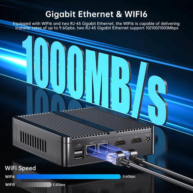 Alt view image 5 of 7 - BOESIIPC Industrial Mini PC N100, Preinstalled Windows 11 Pro, Intel Alder Lake N100 (3.4GHz), 16G DDR4 RAM 256G Pcie M.2 SSD, WIFI6/BT5.2/USB3.0/RJ45/COM Ports, Fanless Computer