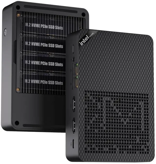 Main image of BOESIIPC Mini PC NAS, 12G DDR5 64G EMMC, Desktop Computers with Win 11 Pro, 4 x M.2 NVMe Slots, HD/DP/USB-C Triple Display, Dual 2.5GbE LAN, WiFi6, BT5.2, USB 3.2 for Home/Office