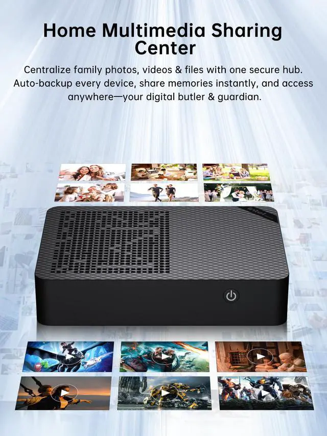 Alt view image 6 of 7 - BOESIIPC Mini PC NAS, 12G DDR5 64G EMMC, Desktop Computers with Win 11 Pro, 4 x M.2 NVMe Slots, HD/DP/USB-C Triple Display, Dual 2.5GbE LAN, WiFi6, BT5.2, USB 3.2 for Home/Office