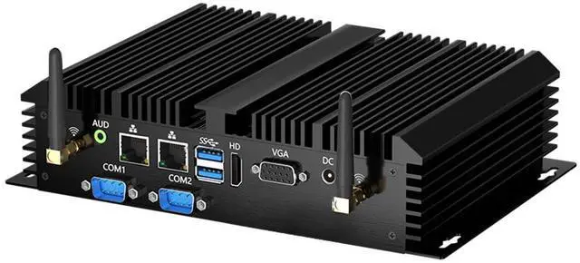 Main image of BOESIIPC Fanless Mini Industrial PC, Desktop Computer i3-5005U Windows 10 Pro, 8GB RAM 128GB SSD, 2xNICs, 6*COM RS232, 4xUSB3.0, 2.4G+5G WiFi, HDMI/VGA Ports, Gigabit LAN, Auto Power On