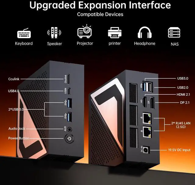 Alt view image 7 of 7 - BOESIIPC Mini PC AMD Ryzen AI 9 HX 370, 32G DDR5 1TB SSD, Desktop Gaming Computers with Dual 2.5G LAN, Oculink, Win 11 Pro, WiFi 7, BT 5.4, Support Triple Display, VESA