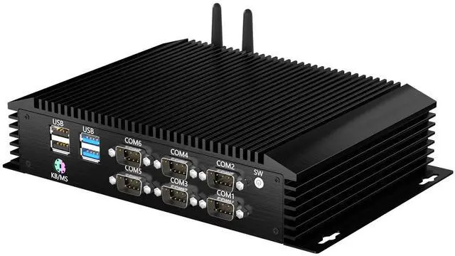 Main image of BOESIIPC Industrial Mini PC, Fanless Desktop Computer Core i7-10510U, 4C/8T, Up to 4.9GHz, Win 10 Pro, 16GB RAM 1TB SSD, 2xLAN, GPIO, PS2(KB/MS), 6xCOM RS232(Configurable RS422/485), USB3.0, WiFi6