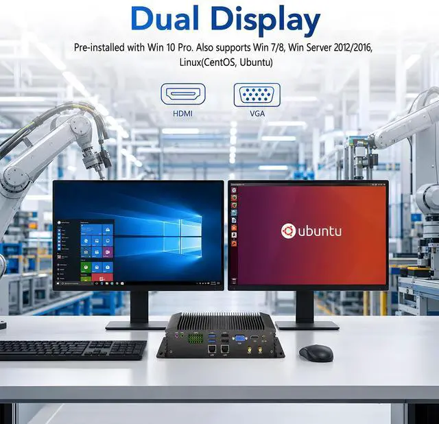 Alt view image 6 of 7 - BOESIIPC Industrial Mini PC, Fanless Desktop Computer Core i7-10510U, 4C/8T, Up to 4.9GHz, Win 10 Pro, 16GB RAM 1TB SSD, 2xLAN, GPIO, PS2(KB/MS), 6xCOM RS232(Configurable RS422/485), USB3.0, WiFi6