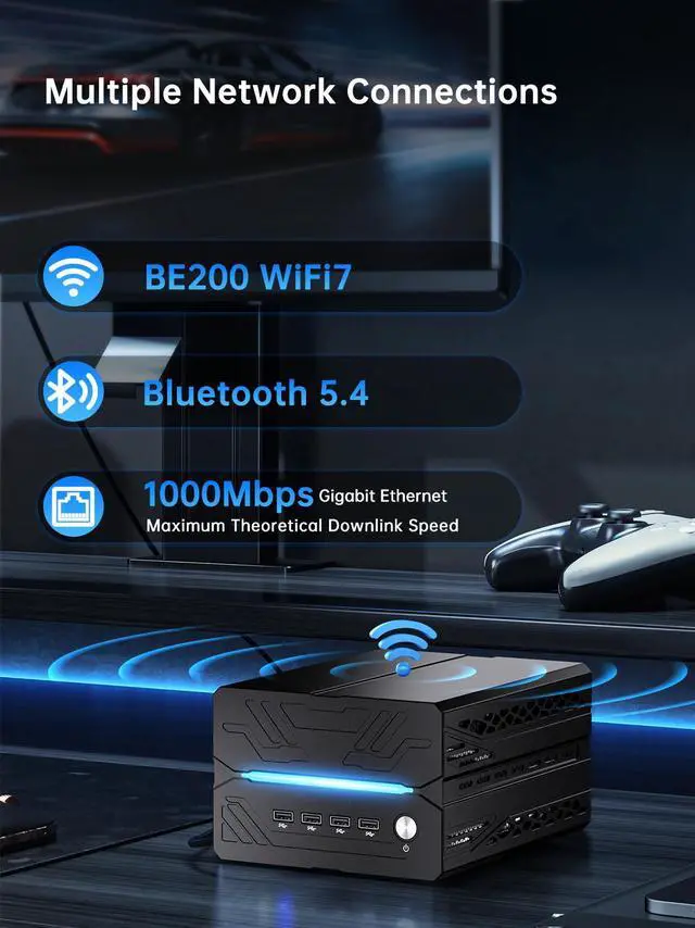 Alt view image 3 of 7 - Gaming Pc Core i5-12400F, 16GB DDR5 RAM 1TB NVMe SSD, Mini Computer with RTX 3060 8G Desktop GPU, WiFi 7, BT5.4, Four-Fan Cooling, Quad Display for Gaming/Design/Office