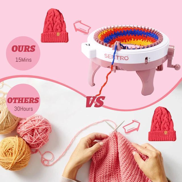 Sentro Knitting Machine 48 Needles Smart Crochet Knitting Machine with Row Counter for Adults and Beginners, Automatic Spinning Circular Weaving