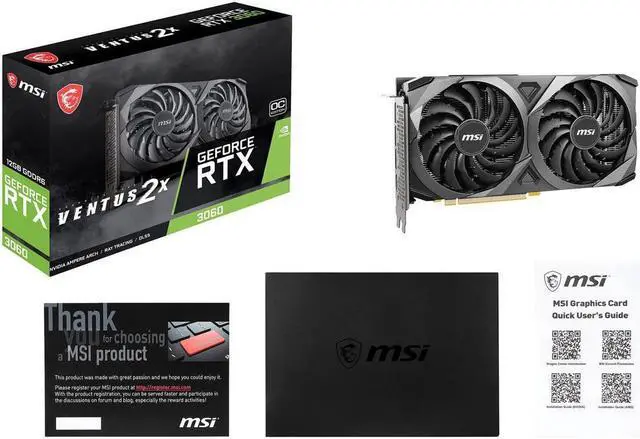 Alt view image 5 of 7 - MSI Ventus GeForce RTX 3060 12GB GDDR6 PCI Express 4.0 Video Card RTX 3060 Ventus 2X 12G OC