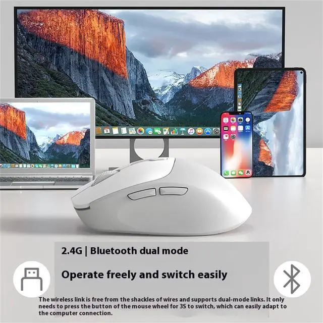 Alt view image 7 of 7 - FANTECH Q5 Sci-Fi Wireless Bluetooth Dual Mode Mouse,Mute Girls Cute Charging Model Gaming Officefor Laptop,1600dpi,Power Display,TYPE-C Charging,Wireless 2.4G,Bluetooth 5.0,Q5 deep grey