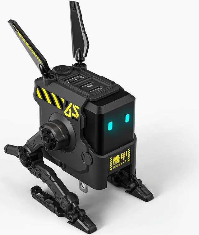 Alt view image 3 of 7 - GravaStar 65W USB C Charger, Alpha65 Robot Fast GaN Charger Block, 3-Port Fast Charger, Foldable Wall USB C Charger for iPhone, MacBook, iPad, Laptop, Steam Deck - Gifts for Fathers (65W, Gray)