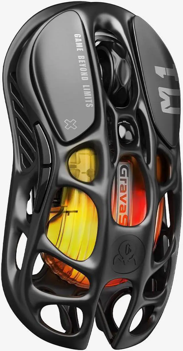 Alt view image 3 of 7 - GravaStar Mercury M2 Wireless Gaming Mouse with 26,000 DPI, PAW3395DM Sensor -79g Lightweight Hollowed-Out Design -5 Programmable Buttons -5 Dynamic Lightsync RGB - Stealth Black
