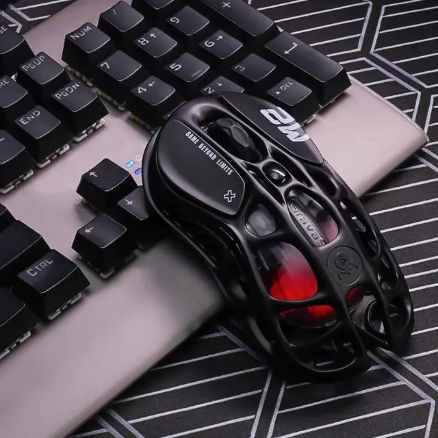 Alt view image 7 of 7 - GravaStar Mercury M2 Wireless Gaming Mouse with 26,000 DPI, PAW3395DM Sensor -79g Lightweight Hollowed-Out Design -5 Programmable Buttons -5 Dynamic Lightsync RGB - Stealth Black