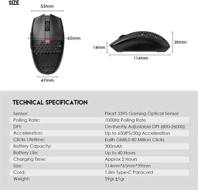 Alt view image 4 of 7 - FANTECH ARIA Wireless Gaming Mouse,Medium-size ,Ergonomic Hand Grips,2.4 GHz wreless Fast charge,RGB Gamer PC Gaming Mouse, for Windows 7/8/10/11/XP Vista Linux MacOs,Black