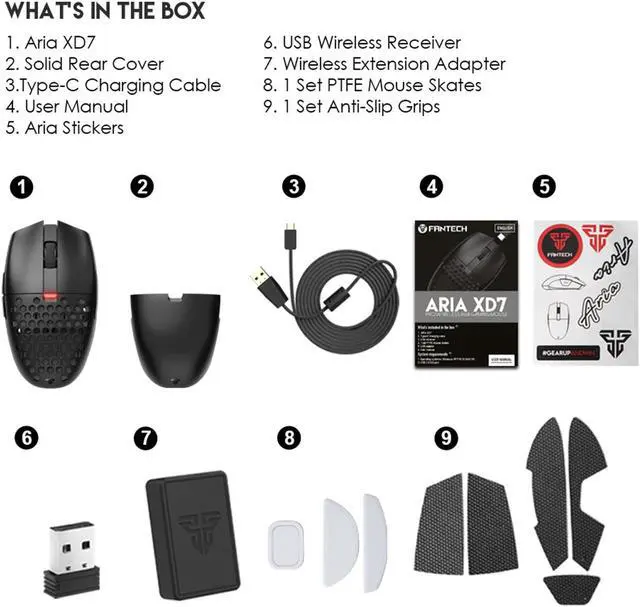 Alt view image 6 of 7 - FANTECH ARIA Wireless Gaming Mouse,Medium-size ,Ergonomic Hand Grips,2.4 GHz wreless Fast charge,RGB Gamer PC Gaming Mouse, for Windows 7/8/10/11/XP Vista Linux MacOs,Black