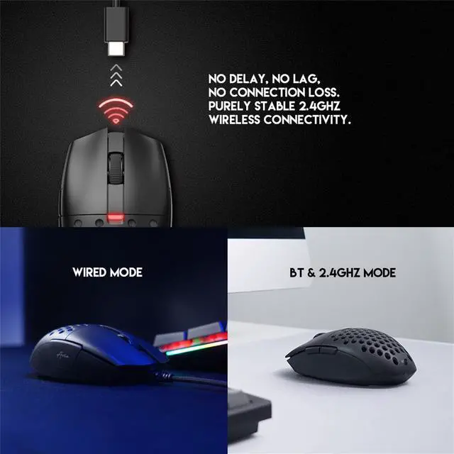 Alt view image 5 of 7 - FANTECH ARIA Wireless Gaming Mouse,Medium-size ,Ergonomic Hand Grips,2.4 GHz wreless Fast charge,RGB Gamer PC Gaming Mouse, for Windows 7/8/10/11/XP Vista Linux MacOs,Black
