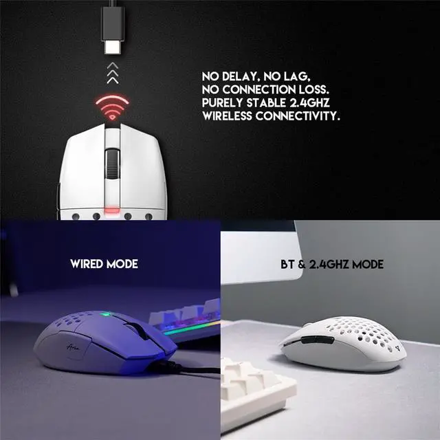 Alt view image 5 of 7 - FANTECH ARIA Wireless Gaming Mouse,Medium-size ,Ergonomic Hand Grips,2.4 GHz wreless Fast charge,RGB Gamer PC Gaming Mouse, for Windows 7/8/10/11/XP Vista Linux MacOs,White