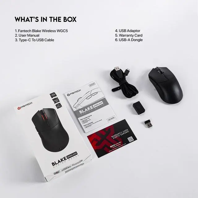 Alt view image 6 of 7 - FANTECH  WGC5 Wired/2.4Ghz Gaming Mouse,Medium-size ,Ergonomic,6 Programmable Buttons,10,000 DPI,RGB Gamer   PC Gaming Mouse, for Windows 7/8/10/11/XP Vista Linux MacOs,Black