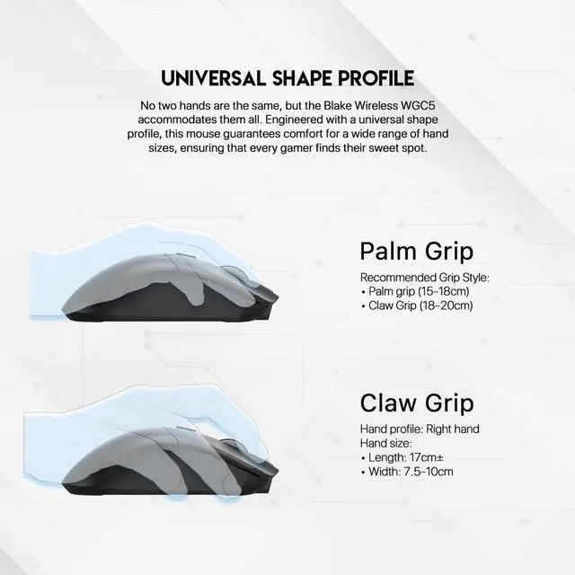 Alt view image 7 of 7 - FANTECH  WGC5 Wired/2.4Ghz Gaming Mouse,Medium-size ,Ergonomic,6 Programmable Buttons,10,000 DPI,RGB Gamer   PC Gaming Mouse, for Windows 7/8/10/11/XP Vista Linux MacOs,Black