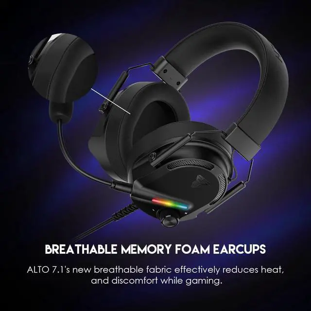 Alt view image 6 of 7 - FANTECH ALTO HG26 Wired Gaming Headset with Noise-Cancelling Microphone, 7.1 Virtual Surround Sound, Premium 5OMM Drivers, RGB Lighting, Detachable Microphone, Black