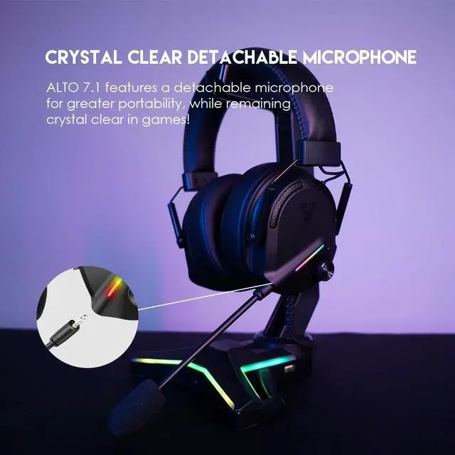 Alt view image 7 of 7 - FANTECH ALTO HG26 Wired Gaming Headset with Noise-Cancelling Microphone, 7.1 Virtual Surround Sound, Premium 5OMM Drivers, RGB Lighting, Detachable Microphone, Black