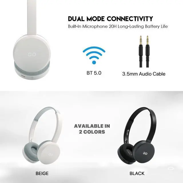 Alt view image 7 of 7 - FANTECH WH02 Go Air Wireless/Wired Dual Connection Gaming Headset, Rechargeable, High Sensitivity Microphone, Touch Control, Beige