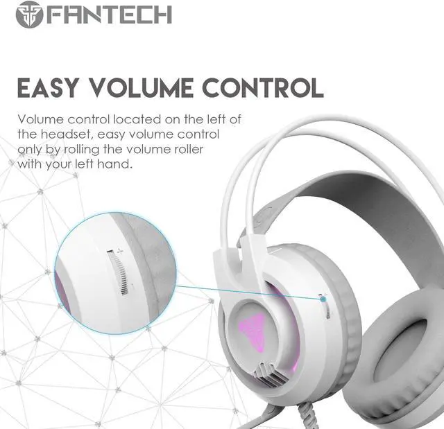 Alt view image 6 of 7 - FANTECH CHIEF II HG20 Wired Gaming Headset with Noise Cancelling Headphones, Adjustable Volume, Reinforced Earband, USB+3.5mm Plug Type, White
