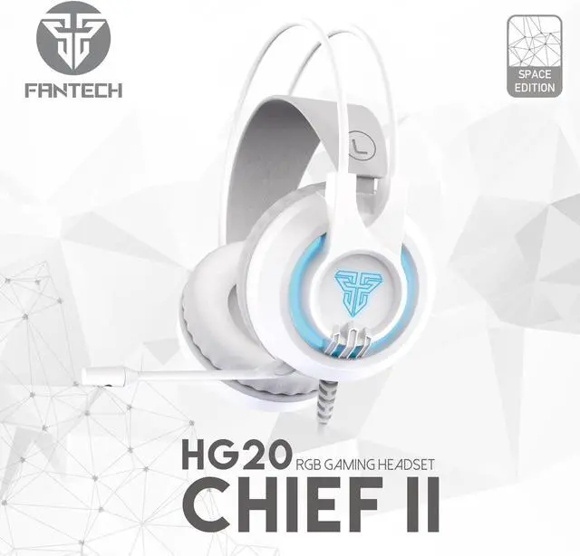 Alt view image 5 of 7 - FANTECH CHIEF II HG20 Wired Gaming Headset with Noise Cancelling Headphones, Adjustable Volume, Reinforced Earband, USB+3.5mm Plug Type, White