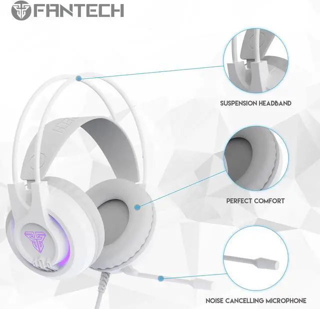 Alt view image 7 of 7 - FANTECH CHIEF II HG20 Wired Gaming Headset with Noise Cancelling Headphones, Adjustable Volume, Reinforced Earband, USB+3.5mm Plug Type, White