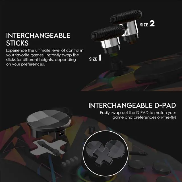Alt view image 5 of 7 - FANTECH WGP15 SOLARIS EOS PRO Wireless/Wired Gamepad,22 Buttons, High Sensitivity,Adjustable Vibration,Motion Sensor,Hall Effect,Compatible with PC/Steam/Switch/PS4/Ps3/iOS/MacOs/Android,Rainbow