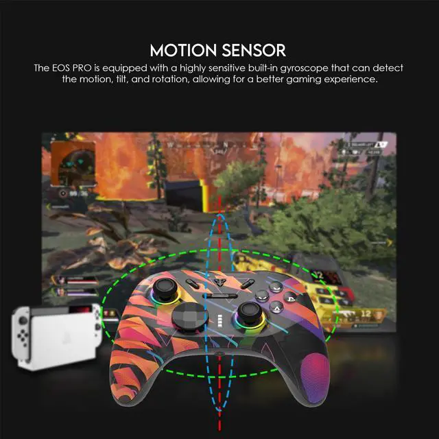 Alt view image 6 of 7 - FANTECH WGP15 SOLARIS EOS PRO Wireless/Wired Gamepad,22 Buttons, High Sensitivity,Adjustable Vibration,Motion Sensor,Hall Effect,Compatible with PC/Steam/Switch/PS4/Ps3/iOS/MacOs/Android,Rainbow