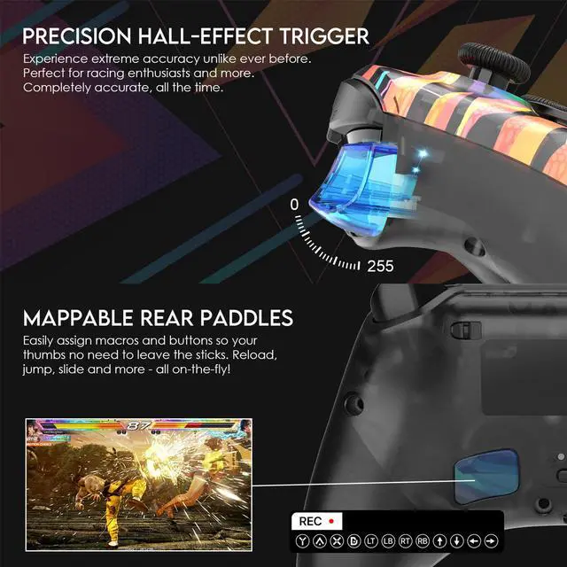 Alt view image 3 of 7 - FANTECH WGP15 SOLARIS EOS PRO Wireless/Wired Gamepad,22 Buttons, High Sensitivity,Adjustable Vibration,Motion Sensor,Hall Effect,Compatible with PC/Steam/Switch/PS4/Ps3/iOS/MacOs/Android,Rainbow