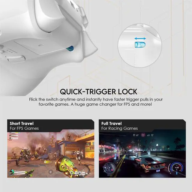 Alt view image 6 of 7 - FANTECH WGP15 ELECTRA EOS PRO Wireless/Wired Gamepad,22 Buttons, High Sensitivity,Adjustable Vibration,Motion Sensor,Hall Effect,Compatible with PC/Steam/Switch/PS4/Ps3/iOS/MacOs/Android,White