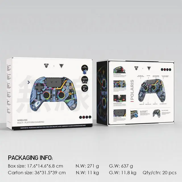 Alt view image 4 of 7 - Fantech NOVA PRO WGP14V2 Wireless/Wired Gaming Controller,22 Buttons, Hall Effect, Cool Lights, Highly Sensitive,Compatible with PC/Steam/Switch/PS4/Ps3/iOS/MacOs/Android,Blue