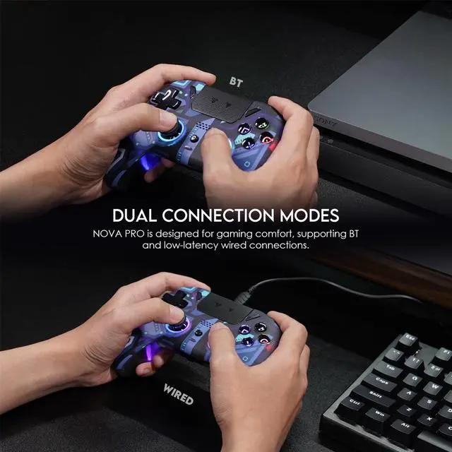 Alt view image 7 of 7 - Fantech NOVA PRO WGP14V2 Wireless/Wired Gaming Controller,22 Buttons, Hall Effect, Cool Lights, Highly Sensitive,Compatible with PC/Steam/Switch/PS4/Ps3/iOS/MacOs/Android,Blue