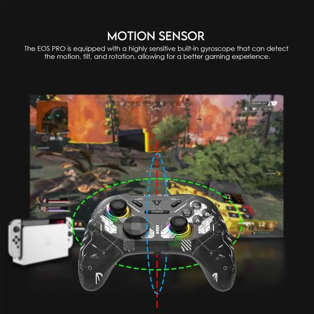 Alt view image 6 of 7 - FANTECH WGP15 EPSILON EOS PRO Wireless/Wired Gamepad,22 Buttons, High Sensitivity,Adjustable Vibration,Motion Sensor,Hall Effect,Compatible with PC/Steam/Switch/PS4/Ps3/iOS/MacOs/Android,Black