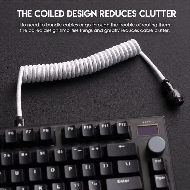 Alt view image 7 of 7 - FANTECH AC701 Coiled Cable,USB-C and USB-A 2.0 Plug Type, 4-Pin GX12 Aviator Detachable Connector Type, Double-sleeved braided Cable,Yellow