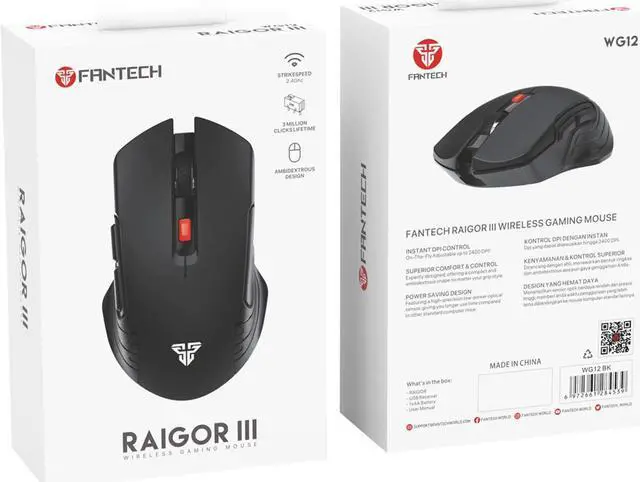 Alt view image 6 of 7 - FANTECH WG12 Wireless Gaming Mouse,Medium-size ,Ergonomic Hand Grips,2.4 GHz wreless Fast charge,RGB Gamer Desk Laptop PC Gaming Mouse, for Windows 7/8/10/11/XP Vista Linux MacOs, Black