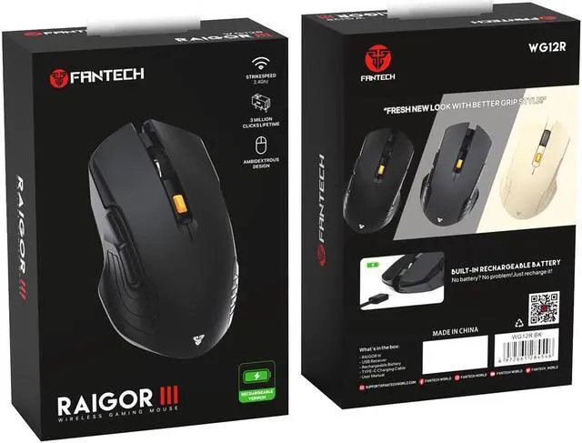 Alt view image 6 of 7 - FANTECH WG12R Wireless Gaming Mouse,Medium-size ,Ergonomic Hand Grips,2.4 GHz wreless Fast charge,RGB Gamer Desk Laptop PC Gaming Mouse, for Windows 7/8/10/11/XP Vista Linux MacOs,Beige
