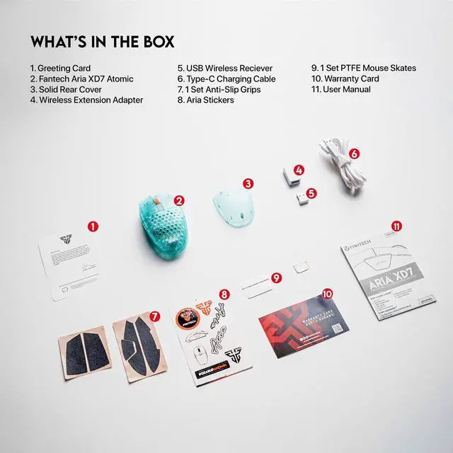 Alt view image 7 of 7 - FANTECH ARIA Wireless Gaming Mouse,Medium-size ,Ergonomic Hand Grips,2.4 GHz wreless Fast charge,RGB Gamer PC Gaming Mouse, for Windows 7/8/10/11/XP Vista Linux MacOs,Blue,Free mouse pad