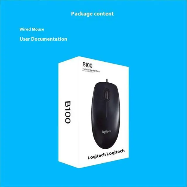 Alt view image 7 of 7 - Logitech B001 Mouse Wire Mouse, USB Home Office, 1000DPI,3buttons, for windows and macOS, Gaming PC Notebook Desktop Universal Mouse Symmetrical Mouse , black