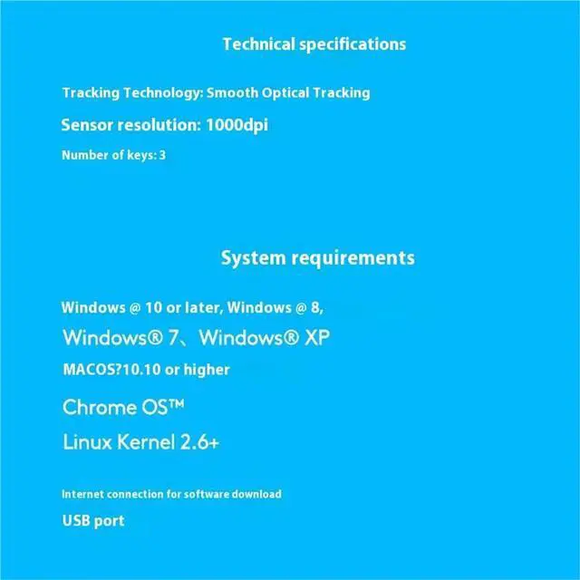 Alt view image 6 of 7 - Logitech B001 Mouse Wire Mouse, USB Home Office, 1000DPI,3buttons, for windows and macOS, Gaming PC Notebook Desktop Universal Mouse Symmetrical Mouse , black
