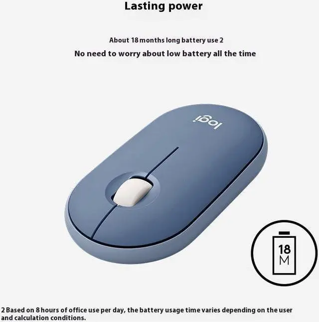 Alt view image 6 of 7 - Logitech PEBBLE M350 Wireless Bluetooth Mouse,  Office Silent ,  Women's Mouse,  Symmetrical Mouse Pebble Shape Graphite,1000DPI, 3buttons, for windows and macOS, BLUE