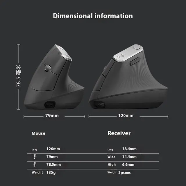 Alt view image 6 of 7 - Logitech MX Vertical Ergonomic Wireless Bluetooth Mouse,  Vertical Business Office Mechanical Computer Notebook, 4000dpi, 4buttons, for window/macOS/iPadOS/ChromeOS /Linux,  Black