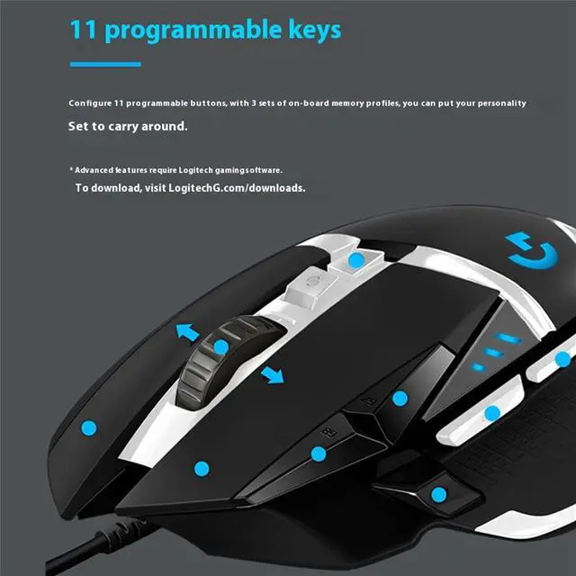 Alt view image 4 of 7 - Logitech (G) G502 SE PANDA Wired Gaming Mouse Advanced Wired Edition New Optical Mechanical Hybrid Micro Motion HERO Engine Gaming Mouse, Black