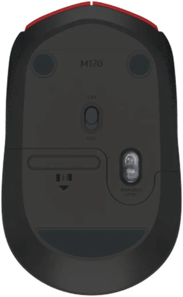 Alt view image 5 of 7 - Logitech M170 Wireless Office Mouse, 1000dpi,  Symmetrical Colorful with 2.4G Receiver,  for Windows® 7 or later/macOS 10.11 or later/ChromeOS,  RED BLACK