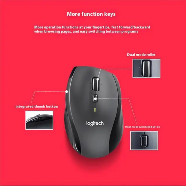 Alt view image 6 of 7 - Logitech M705 Silent  Wireless bluetooth  Mouse,  Office gaming Right Handed,  with Wireless Micro Receiver , 1000dpi, 3buttons, for Windows® 10 or later/macOS 11 or later/ChromeOS/Linux, black