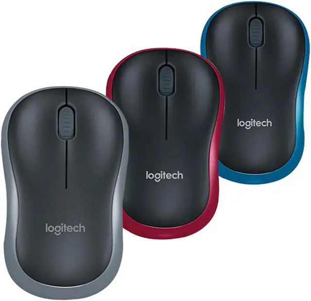 Alt view image 4 of 7 - Logitech M186 Mouse Wireless Mouse Office Mouse,  Symmetric Mouse Black with BLUE Trim with Wireless 2.4G Receiver, 1000dpi, 3buttons,for Windows® 7 or later/macOS 10.11 or later/ChromeOS, RED